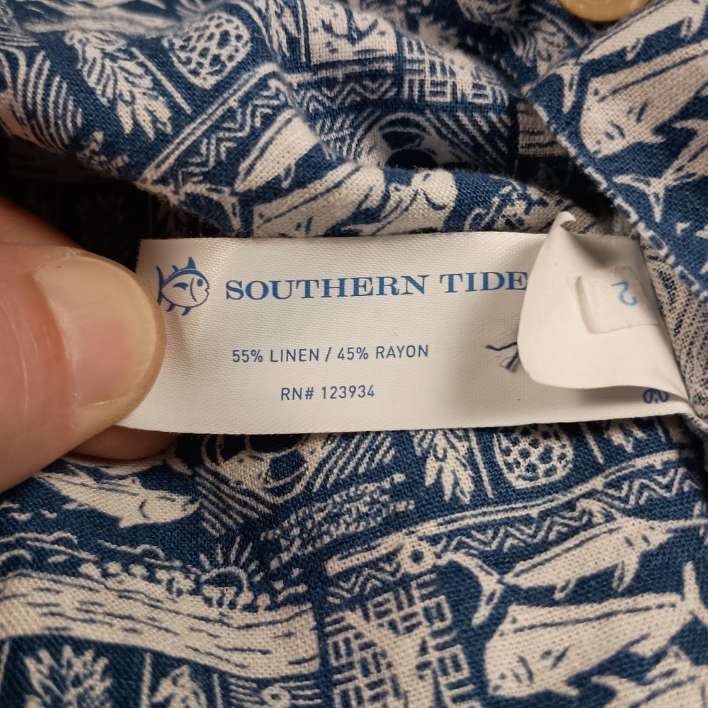 Southern Tide All Inclusive XL Linen Short Sleeve Button Down Mens Shirt - Picture 10 of 10